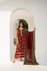 Printed - Linen - 3pc - D911